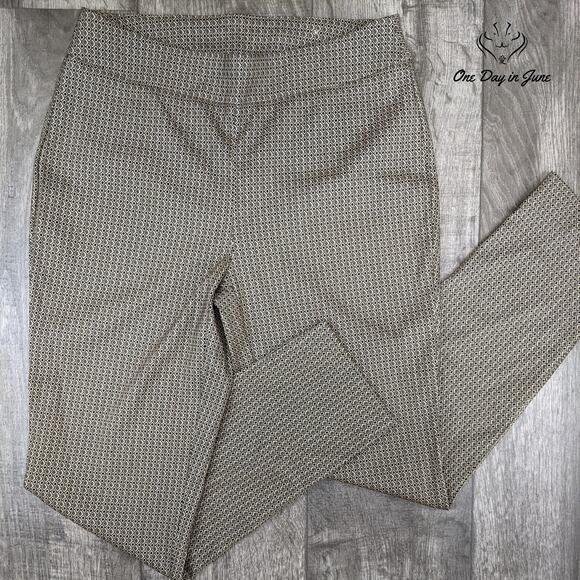 Chico's Square-Print Jacquard Skinny Ankle Pants Size 6R - Picture 1 of 4